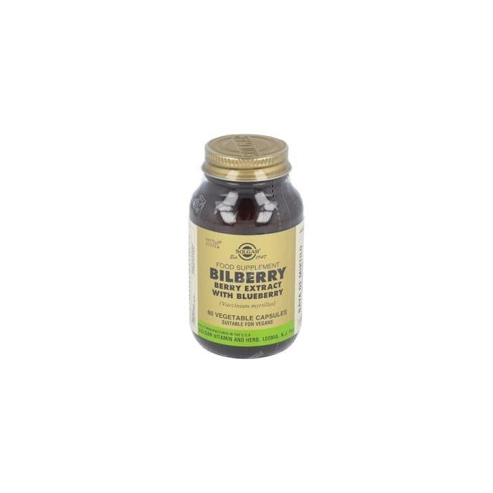 SOLGAR Mirtilo-Baya (Bilberry) Extracto Estandarizado 60 Vegicaps con Arándano Azul