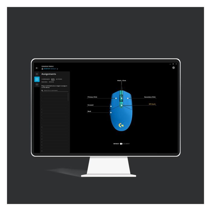 Logitech G203 Lightsync Gaming - Ratón óptico cableado USB, 8000 DPI, 6 botones, RGB, azul