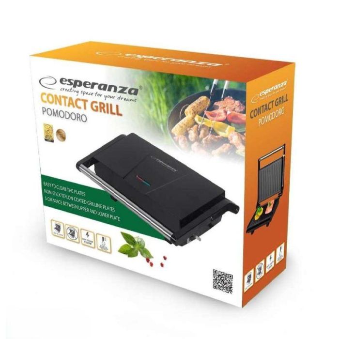 ESPERANZA Grill Eléctrico para Cocinar, 1200W, Parrilla Eléctrica de Acero Inoxidable para Interiores