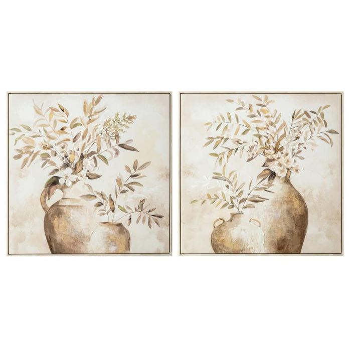Cuadro Tradicional DKD Home Decor Beige Dorado 3.5 x 82 x 82 cm (2 Unidades)