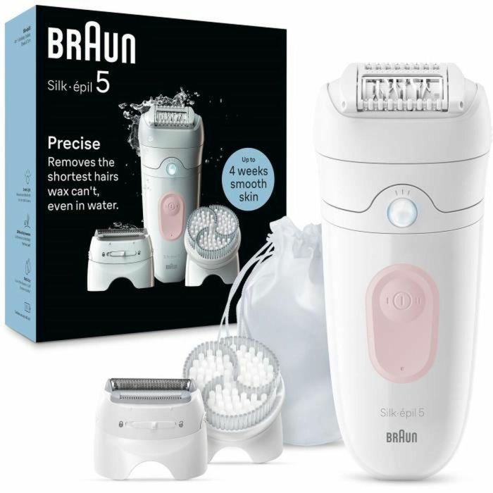 Braun 5-060 Depiladora eléctrica Silk-épil 5 para depilación fácil y duradera, consigue piel suave, Blanco/Rosa Braun 5-060 Depiladora eléctrica Silk-épil 5 para depilación fácil y duradera, consigue piel suave, Blanco/Rosa