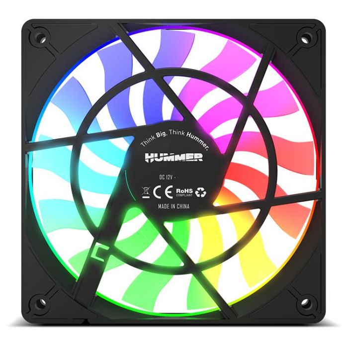 Nox NXHUMMERSLIMFAN Ventilador PC 120mm ARGB Slim Fan - Diseño Ultra Fino 15mm y Silencioso con Rodamiento Hidráulico 3