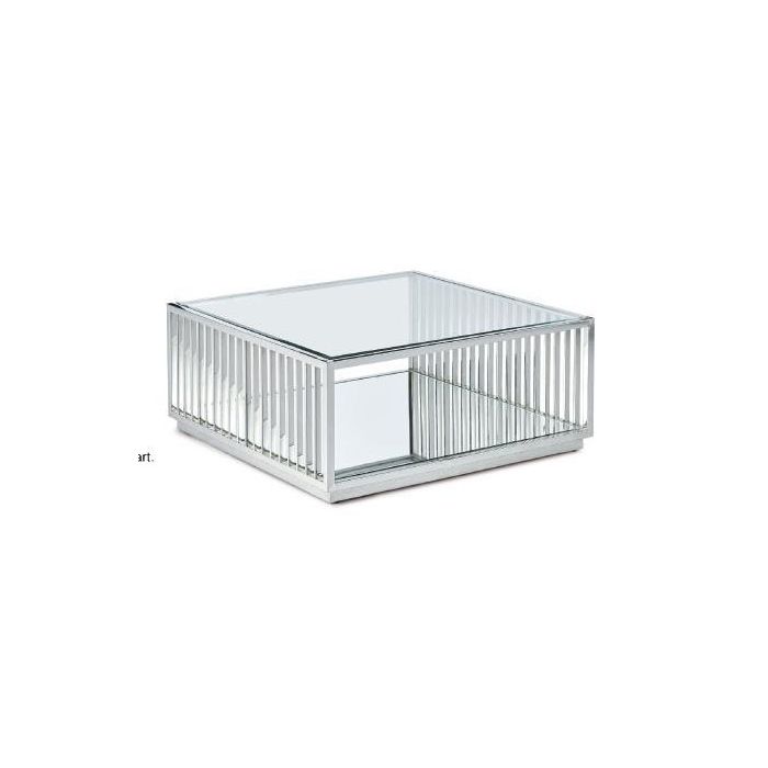 Mesa Centro Moderno DKD Home Decor Plateado Transparente 100 x 45 x 100 cm