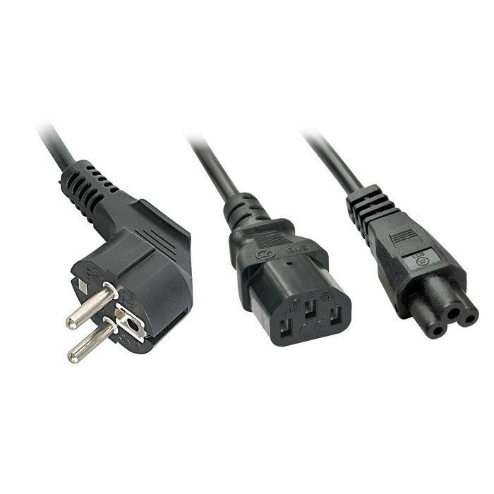 Lindy Schuko to 1x IEC C13 and 1x IEC C5 Y-Cable, 2m Lindy Schuko to 1x IEC C13 and 1x IEC C5 Y-Cable, 2m