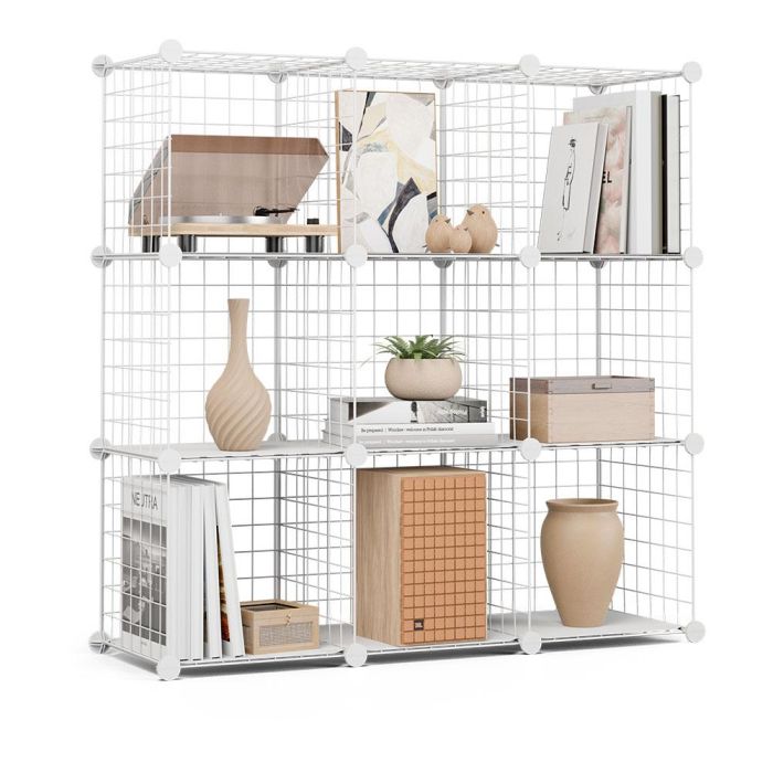 Newlux Estantería Modular Titan c9 Blanco Multifuncional Metálica 9 Módulos Carga Máxima 90 kg 94.5x94.5x31.5 cm 1