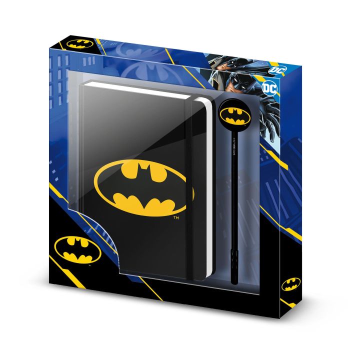 Caja Regalo con Diario y Bolígrafo Fashion Batsignal DC Comics Batman Negro