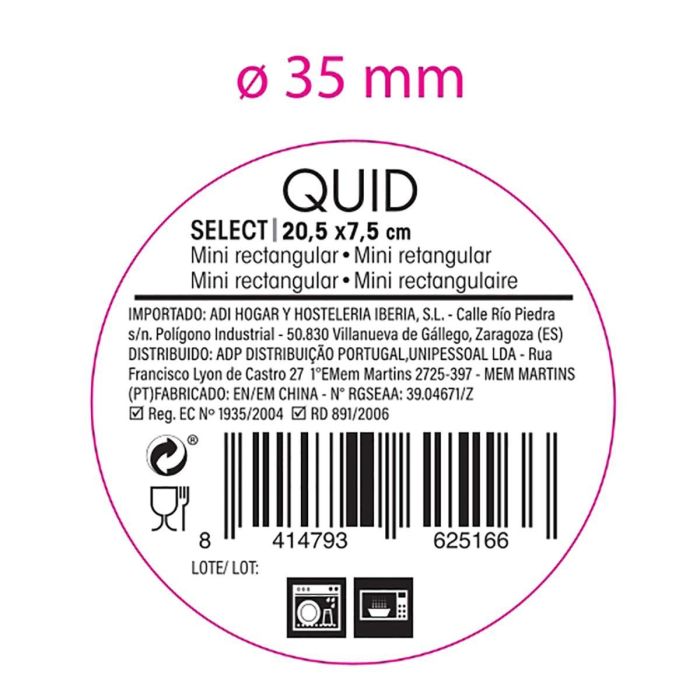 Mini Rectangular Porcelana Select Quid 20,5x7,5 cm (6 Unidades)