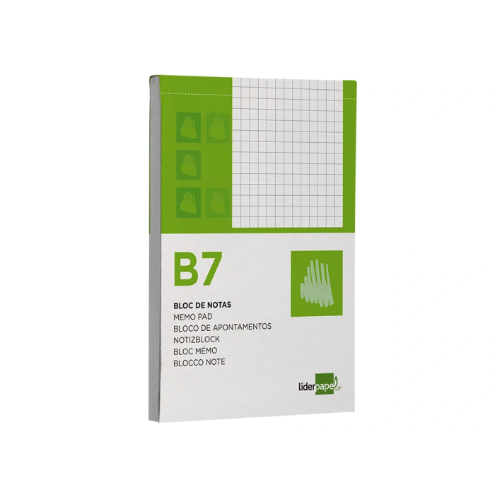 Liderpapel Bloc de Notas Cuadriculado 4mm B7 80 Hojas 60 g/m2 Perforado 70x125x90 mm 4