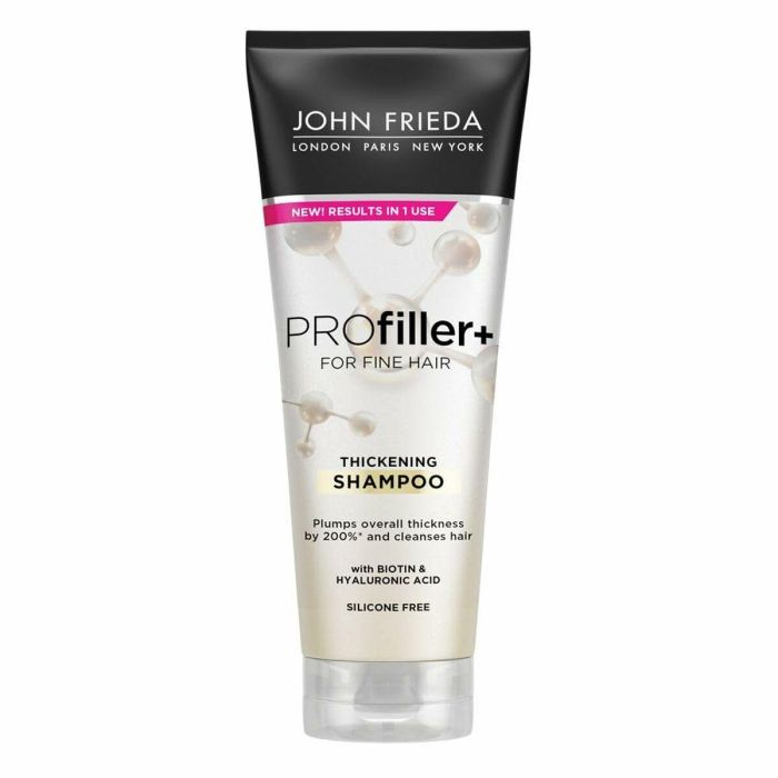 John Frieda PROFILLER+ Champú Densificador Volumen Cabello Fino con Biotina, Ácido Hialurónico, Sin Siliconas, Vegano 250 ml
