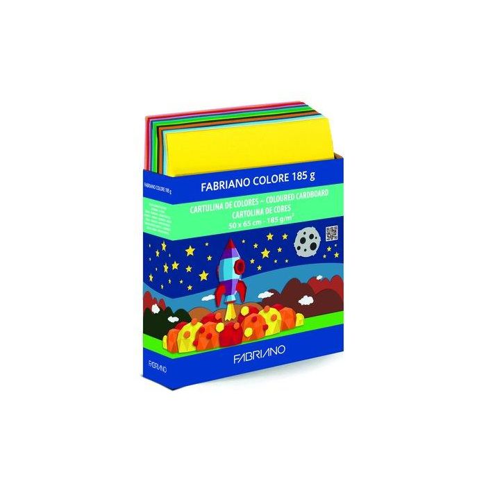 Cartulina 50X65 Fabriano Colore 185G Expositor+Contenido 450 Uds (50Xam. Canario, Rojo Y Negro,25Xamarilllo Intenso, Naranja, Rosa,Violeta, Azul Cielo, Turquesa, Azul Marino, Lima, Verde Intenso, Terracota, Crema Y Gris)