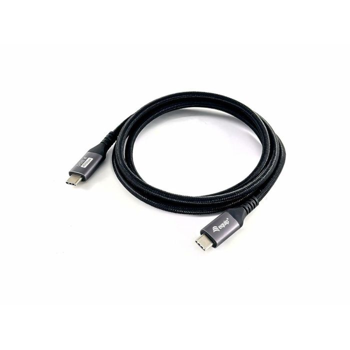 Equip Cable USB-C USB4 Gen3 Macho Macho 40Gbps 8K/60Hz 240W Con Chip E-Mark Color Negro 1.2m Malla algodon trenzado Carcasa Conector Aluminio 11