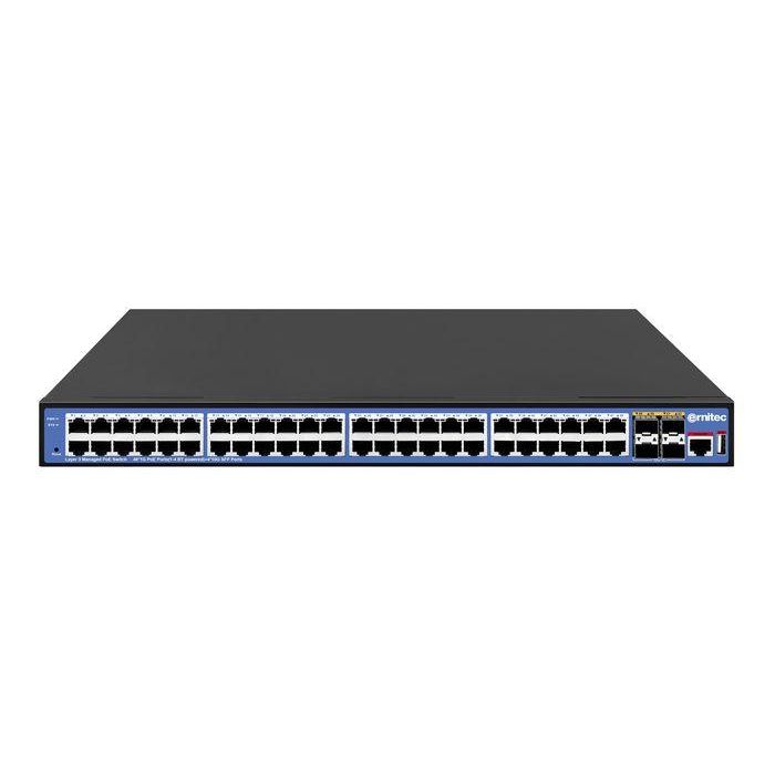 Ernitec Switch PoE+ Gestionable L3 48 puertos 10/100/1000Mbps, 4 SFP+ 10G, 800W, IEEE 802.3bt, DHCP, QoS, SNMP