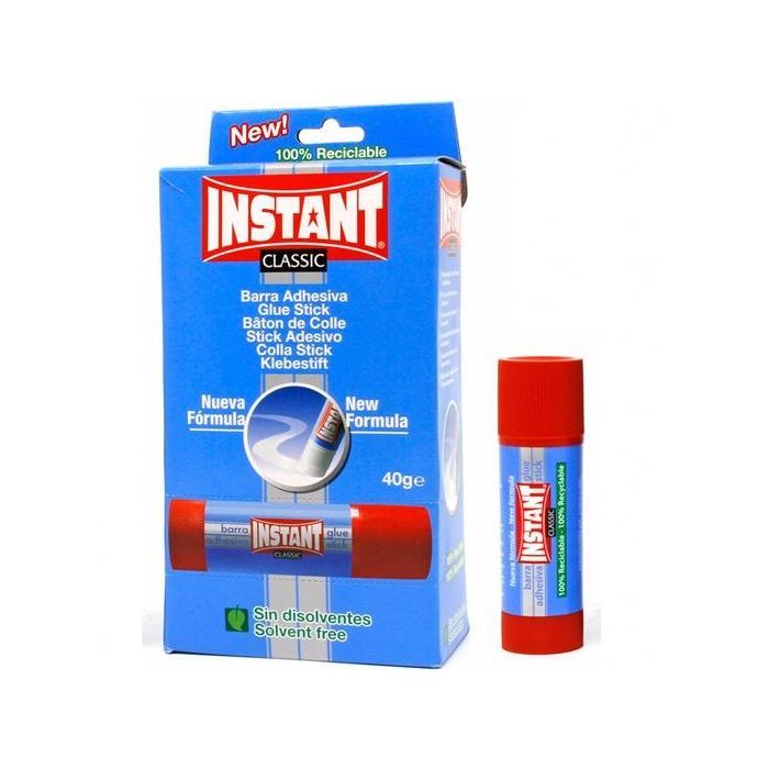 Instant Pegamento en Barra Classic 40g Sin Disolventes, Lavable - Ideal Manualidades, Escuela y Oficina (12 Unidades) (12 Unidades)