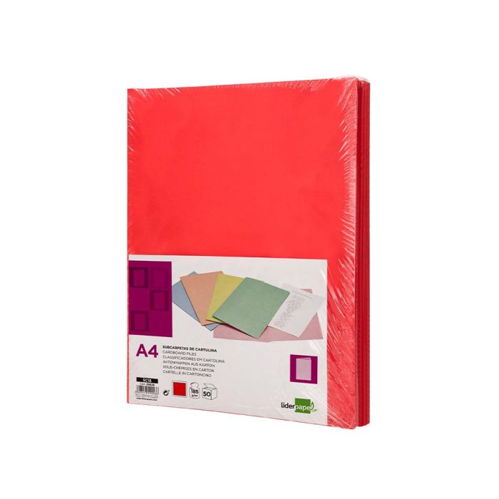 Subcarpeta Liderpapel Din A4 Rojo Intenso 180 gr-M2 50 unidades 9