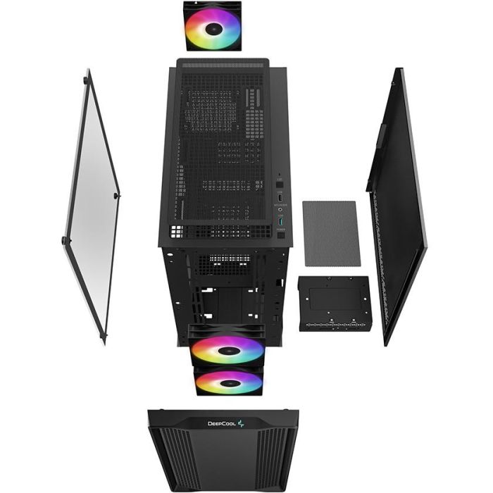 DeepCool CC360 ARGB Mini Tower PC Negro, compatible micro ATX/Mini-ITX con ventana lateral y filtro anti-polvo 4