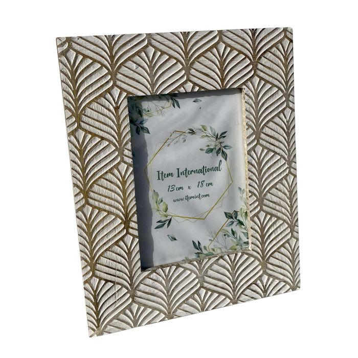 DKD Home Decor Marco de Fotos 13x18 cm Marrón y Blanco de Madera de Mango y Cristal con Acabado Decapé Estilo Urbano Colección Pikoh