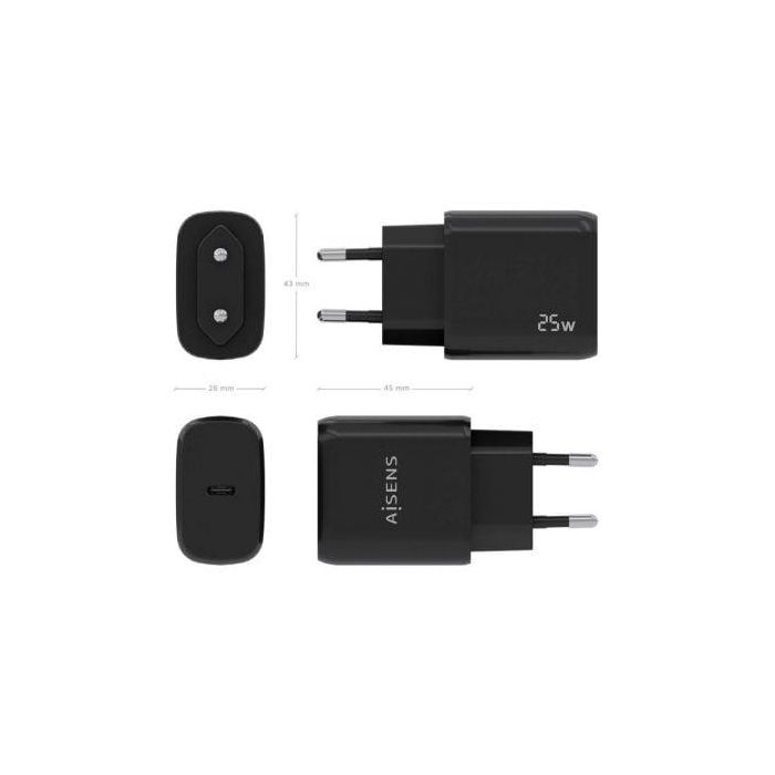 AISENS - CARGADOR USB-C PD3.0 1 PUERTO 1xUSB-C 25W, NEGRO 3 AISENS - CARGADOR USB-C PD3.0 1 PUERTO 1xUSB-C 25W, NEGRO 3
