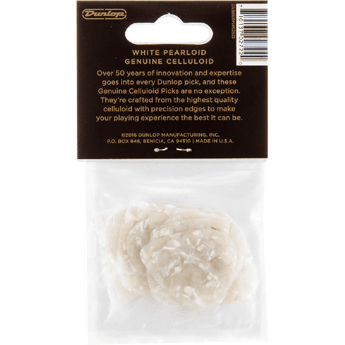 Dunlop Pack 12 Púas Genuine Celluloid Thin Blanco Perlado 4