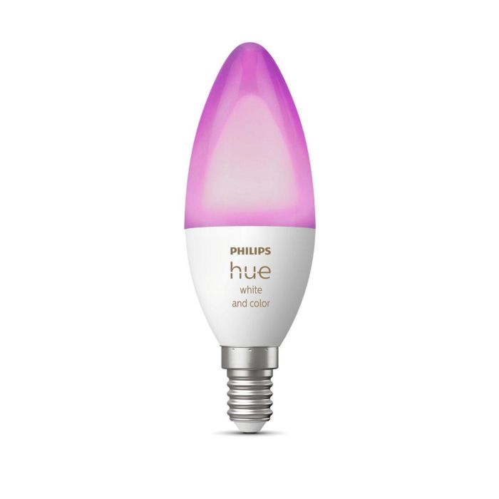 PHILIPS Hue White & Color Ambiance - Bombilla de llama LED inteligente E14 - 5.5W - Compatible con Bluetooth 4 PHILIPS Hue White & Color Ambiance - Bombilla de llama LED inteligente E14 - 5.5W - Compatible con Bluetooth 4