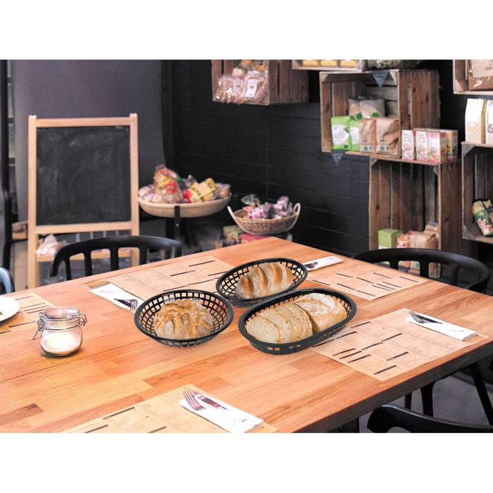 Cesta para el Pan Negro Plástico Ovalado 24 x 15 x 4,5 cm (36 Unidades) 0 Cesta para el Pan Negro Plástico Ovalado 24 x 15 x 4,5 cm (36 Unidades) 0