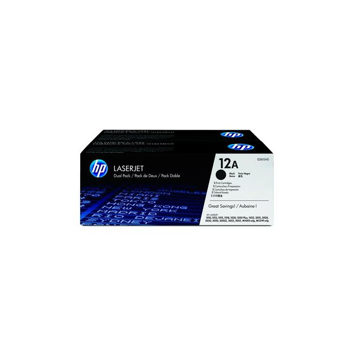 Toner Hp Laserjet 1010 1012 1015 1018 1020 1022 3015 3020 3030 3050 3052 3055 12A Negro Pack 2 2.000 Pag