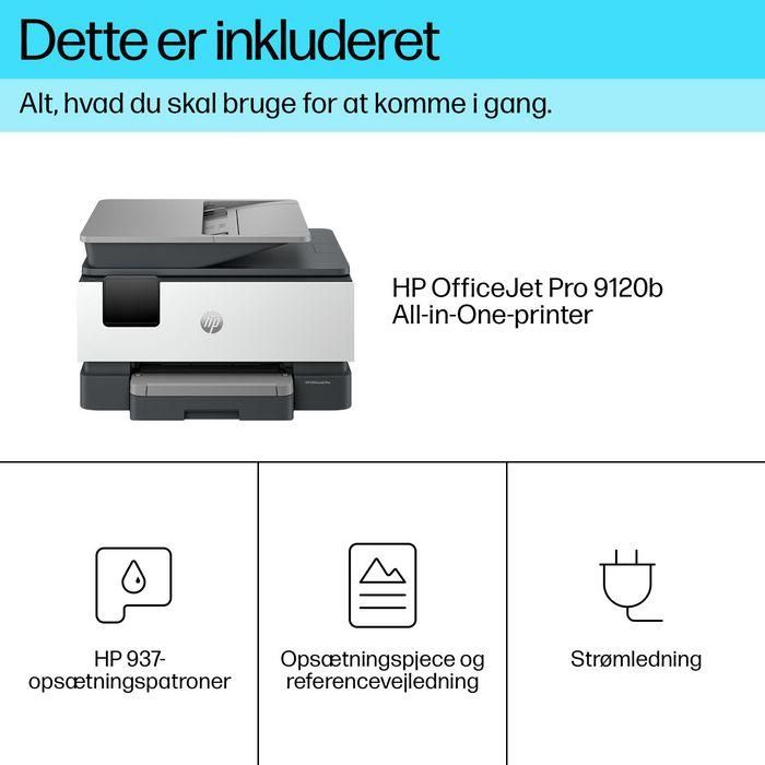 HP 4V2N0B OfficeJet Pro 9120b Impresora Multifunción Profesional 4-en-1 Inyección Tinta Color WiFi Dúplex ADF 20ppm Bandeja 250 hojas Cemento 18