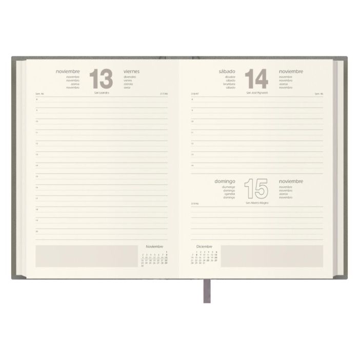 Dohe 12739 - 26 Agenda 2026 Día Página Lausana Tapa Dura Polipiel 14 x 20 cm Gris Encuadernación Cosida 70 g/m² FSC Mixto