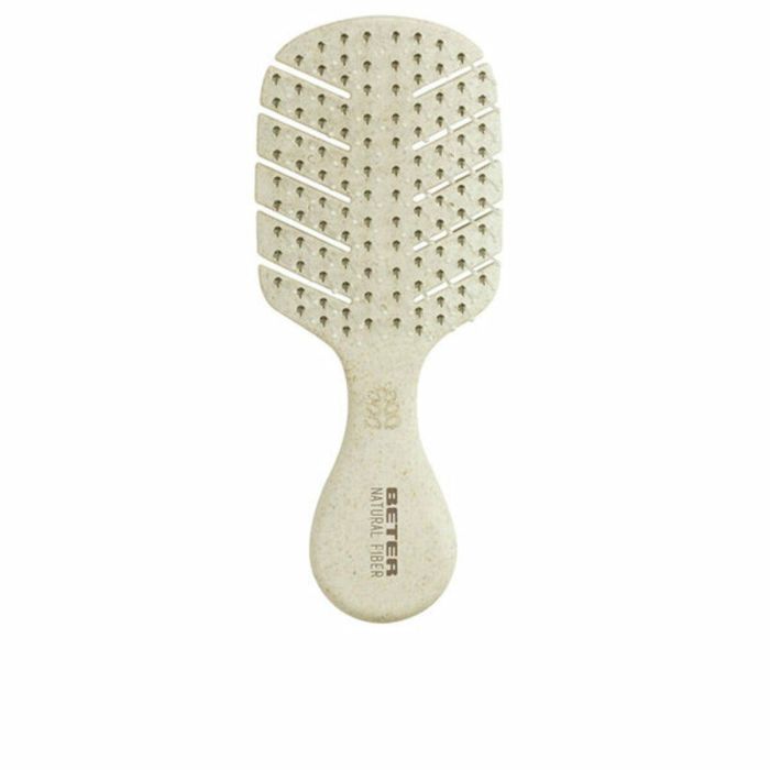 Beter Cepillo de Pelo Desenredante Mini de Fibra Natural Beige, con Púas Antienredos y Diseño Ergonómico, Portátil para Viaje, 1 Unidad