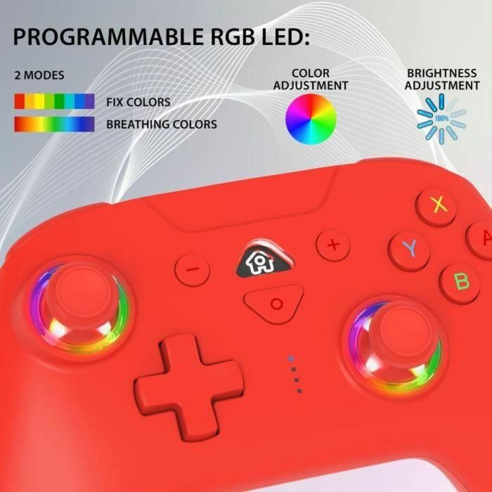 Subsonic SUB1709241494601 Controlador Inalámbrico para Switch, LED Programables, Vibraciones, Giroscopio, Rojo 2