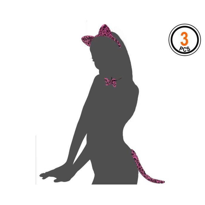 Kit Diadema Cola Y Pajarita Tigresa Fucsia para Disfraces de Animales Salvajes 1 Kit Diadema Cola Y Pajarita Tigresa Fucsia para Disfraces de Animales Salvajes 1
