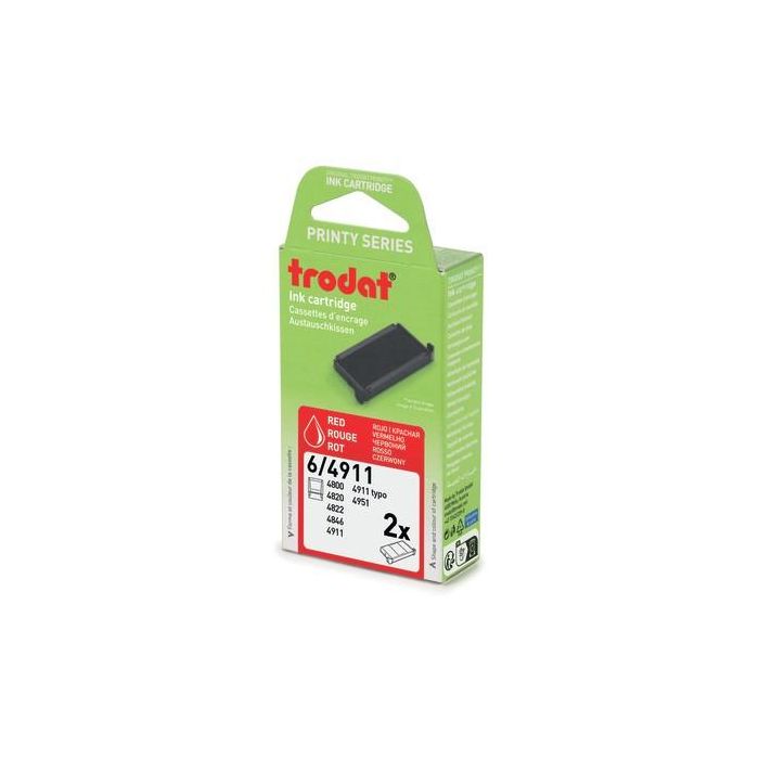 Trodat 4911 Almohadilla de Recambio para Sellos Printy Roja Blíster 2 Unidades Compatible con 39229 y 39226