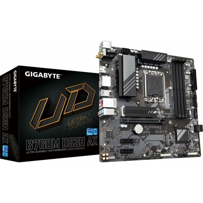 Gigabyte B760M DS3H AX Placa Base mATX LGA 1700 DDR5 Wi-Fi 6E 2.5GbE para Intel Core 14ª Gen 9 Gigabyte B760M DS3H AX Placa Base mATX LGA 1700 DDR5 Wi-Fi 6E 2.5GbE para Intel Core 14ª Gen 9