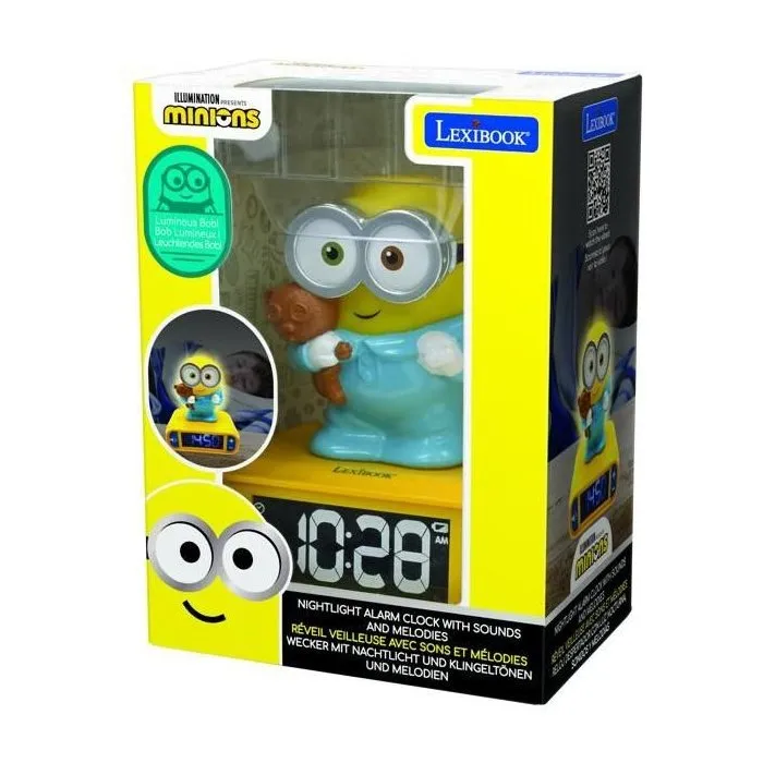 Lexibook Reloj Despertador Minions con Luz Nocturna 3D y Efectos de Sonido 2