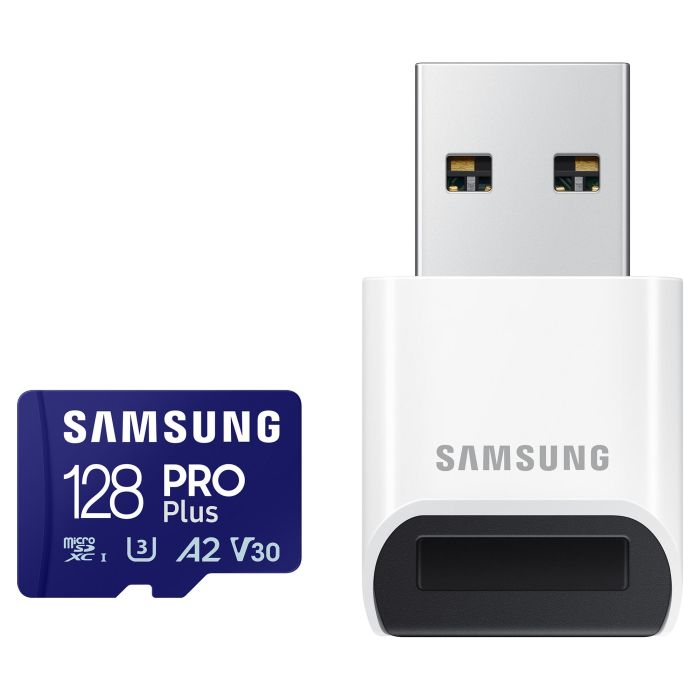 Samsung MB-MD128S Tarjeta MicroSDXC de 128GB, 180MB/s Lectura, 130MB/s Escritura, UHS-I, Clase 10, con Lector USB 5