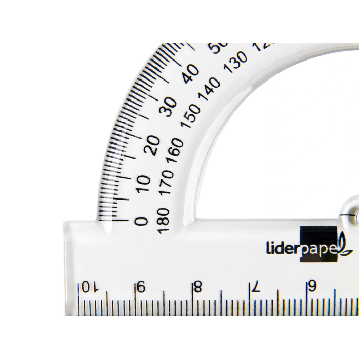 Liderpapel Semicirculo Transportador de Angulos 10 cm Plastico Transparente 2