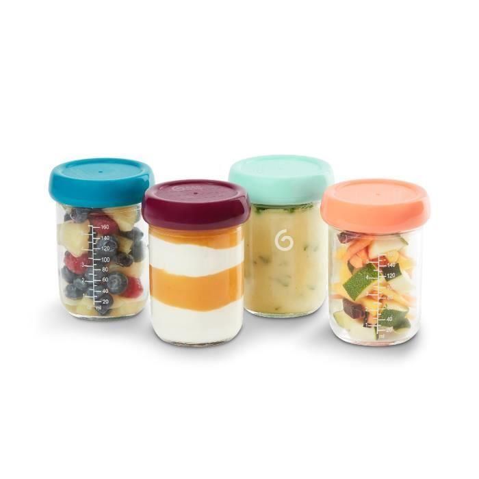 Babymoov Babybols 4 Tarros Recipientes Cristal Herméticos 240 ml con Tapa para Alimentos Bebé Lavavajillas Microondas Congelador Babymoov Babybols 4 Tarros Recipientes Cristal Herméticos 240 ml con Tapa para Alimentos Bebé Lavavajillas Microondas Congelador