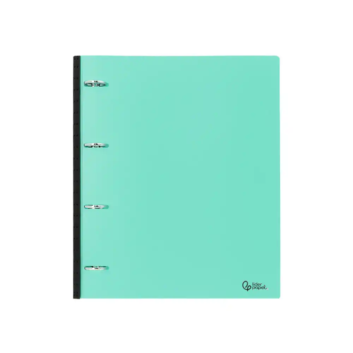Liderpapel Carpeta 4 Anillas Redondas 25 mm Polipropileno DIN A4 Ultra Compacta Lomo Extensible 4 cm Verde Menta 1