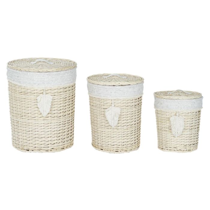 Cesta Ropa Basicos DKD Home Decor Natural Crema 45 x 55 x 45 cm Set de 3