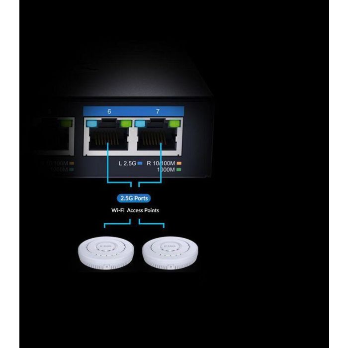 D-Link DMS-107 Switch No Administrado Multi-Gigabit de 7 Puertos Ethernet RJ45 10/100/1000/2500 Mbps 3