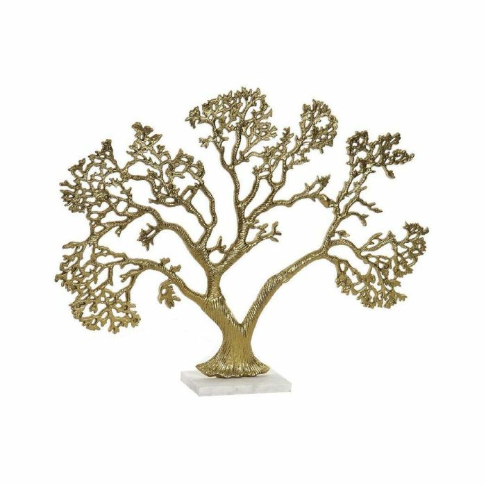 DKD Home Decor Árbol Decorativo de Aluminio y Mármol Dorado Blanco 10 x 48 x 60 cm