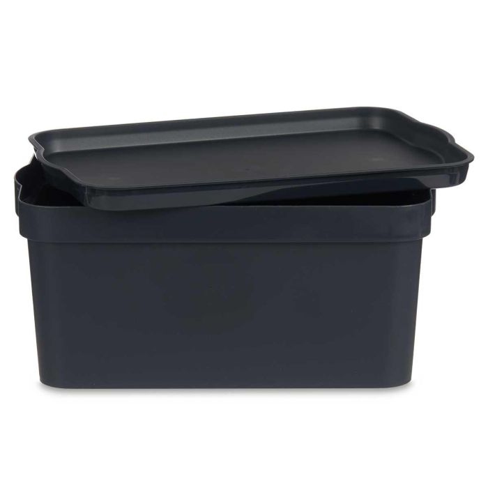Caja Plastico Con Tapa 7,5L Antracita Kipit 21X14CM (12 Unidades) 2 Caja Plastico Con Tapa 7,5L Antracita Kipit 21X14CM (12 Unidades) 2