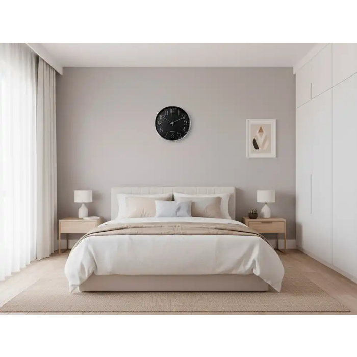 Q-connect Reloj de Pared Analógico Plateado Silencioso 305x305x40mm 4