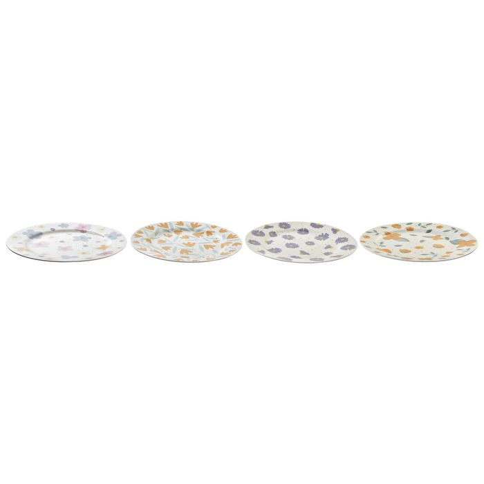 DKD Home Decor Plato Flores Shengda Urban Multicolor Blanco Porcelana 27 x 2 x 27 cm (12 Unidades) 1