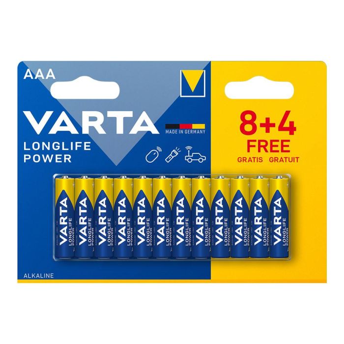 Pila varta alkalina longlife power aaa - lr03 (blister 12 unid.) ø10,5x44,5mm