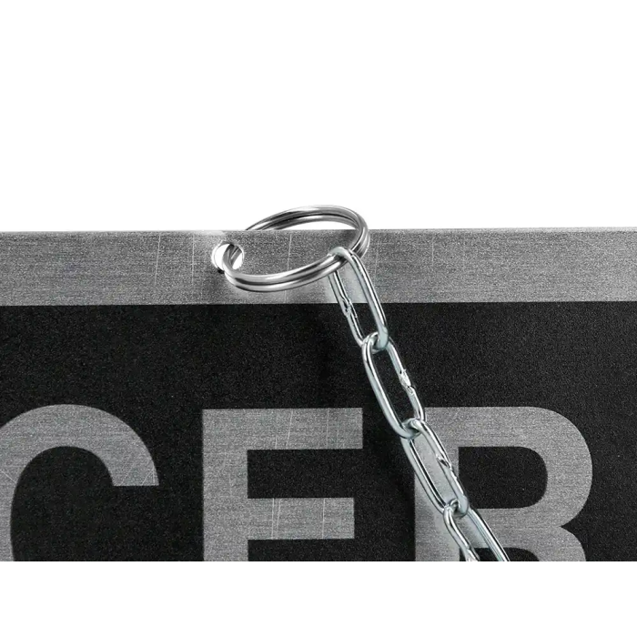 Blanca Letrero Aluminio Serigrafiado Abierto Cerrado con Cadena Ventosa 232x74 mm 3