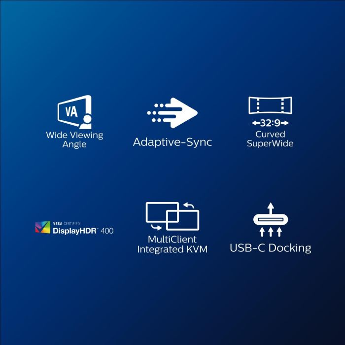 Philips 499P9H/00 Monitor Profesional Ultrapanorámico Curvo 49" Dual QHD (5120x1440) USB-C Webcam KVM DisplayHDR 400 2