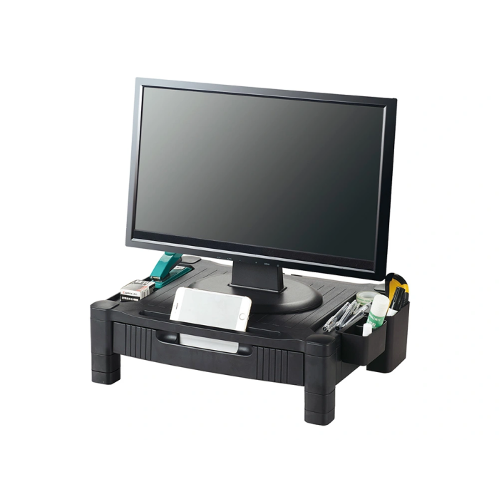 Q-connect Soporte para Monitor/Impresora Ajustable con Cajón Negro 434x336x133 mm 1