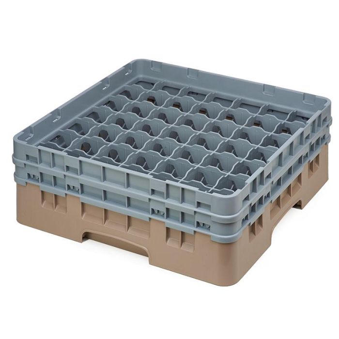 CAMBRO - 49S434-184 - Cesta de lavado 49 comp. 2 alturas - 6 cm Ø máx. - alt. máx. 13,5 cm - 50 x 50 x 18,4 cm - Beige