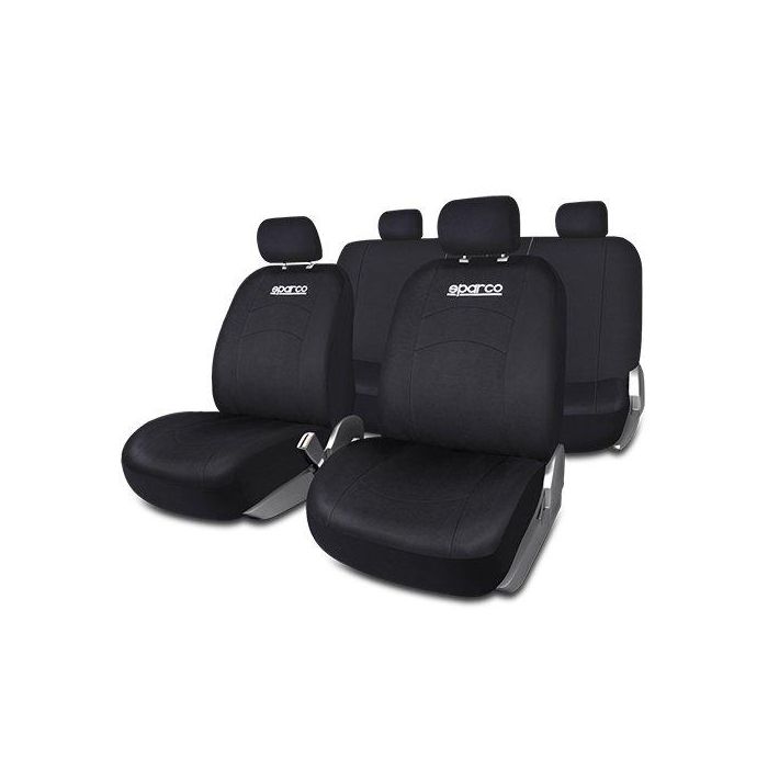 SPCS402BK Juego Completo de Fundas de Asiento Negras, 11 Piezas, Trasera Partida 1/3+2/3, Lavables, 100% Poliéster SPCS402BK Juego Completo de Fundas de Asiento Negras, 11 Piezas, Trasera Partida 1/3+2/3, Lavables, 100% Poliéster