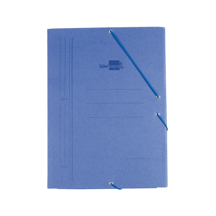 Liderpapel Carpeta Gomas Tres Solapas Cartón Prespan A3 Color Azul 1